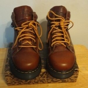 Dr. Martens Brown Leather Boots with Black Soles Made In England